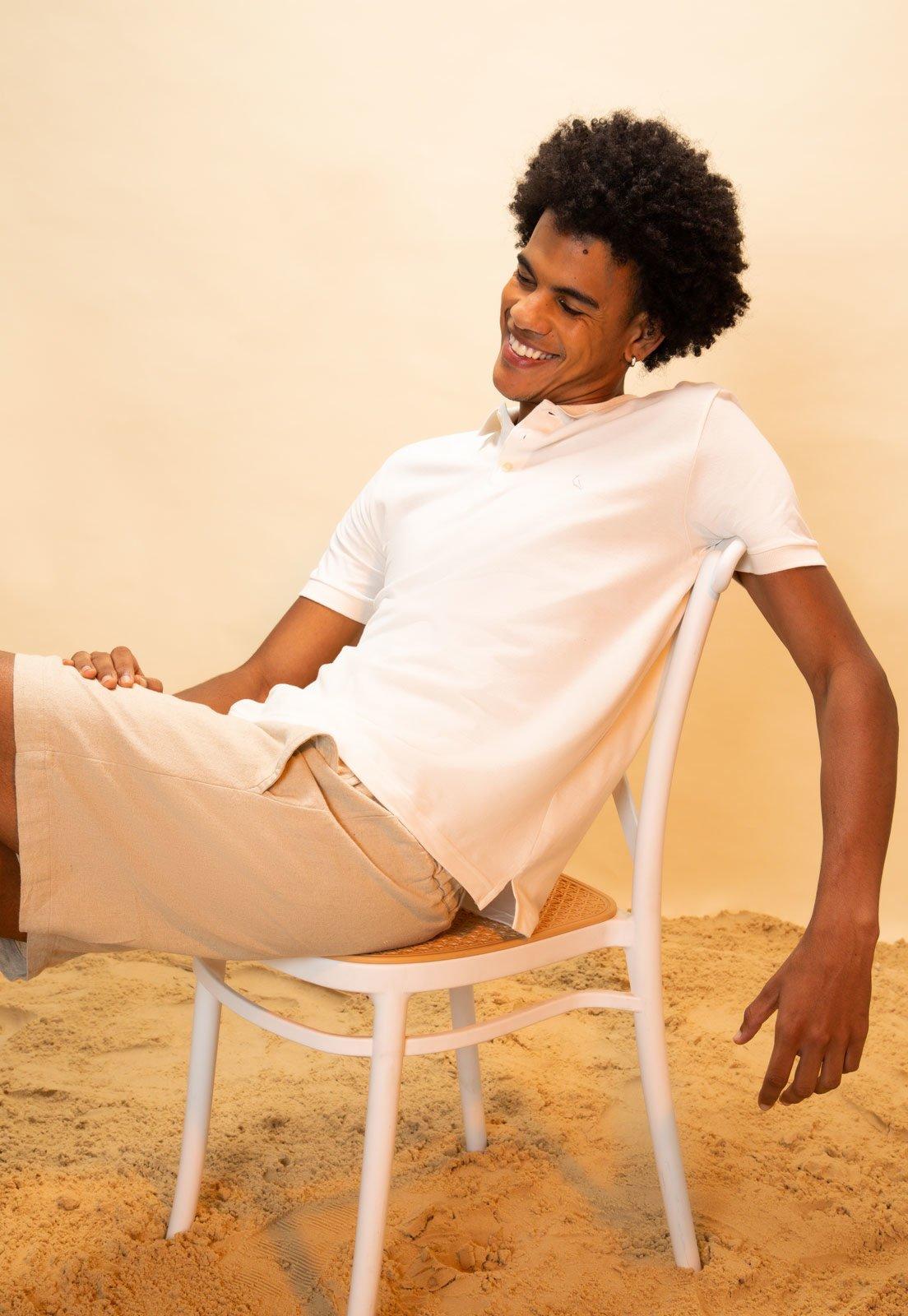 Camisa Polo Reserva Reta Logo Off-White