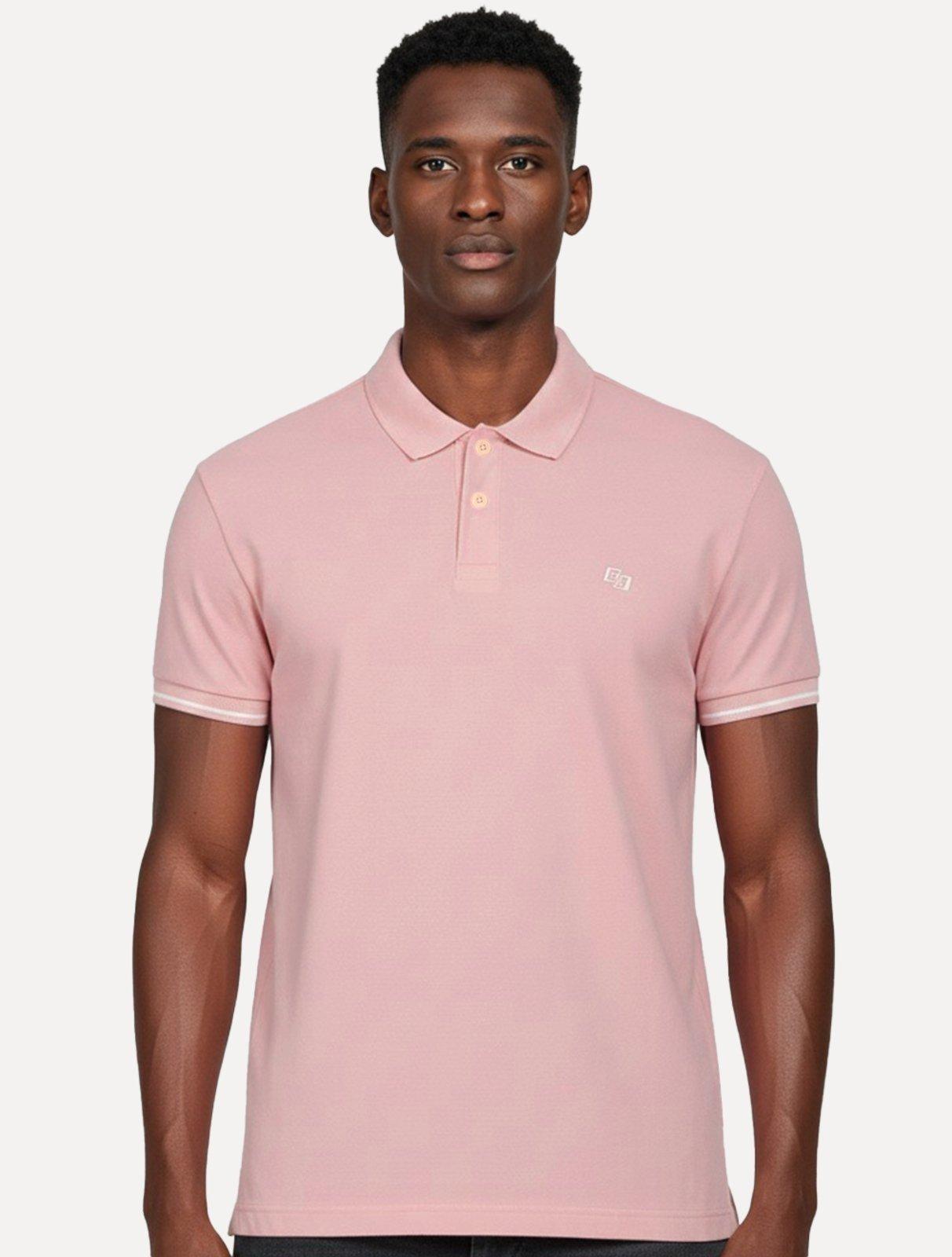 Polo Colcci Masculina Piquet Logo Bordado Rosa Claro