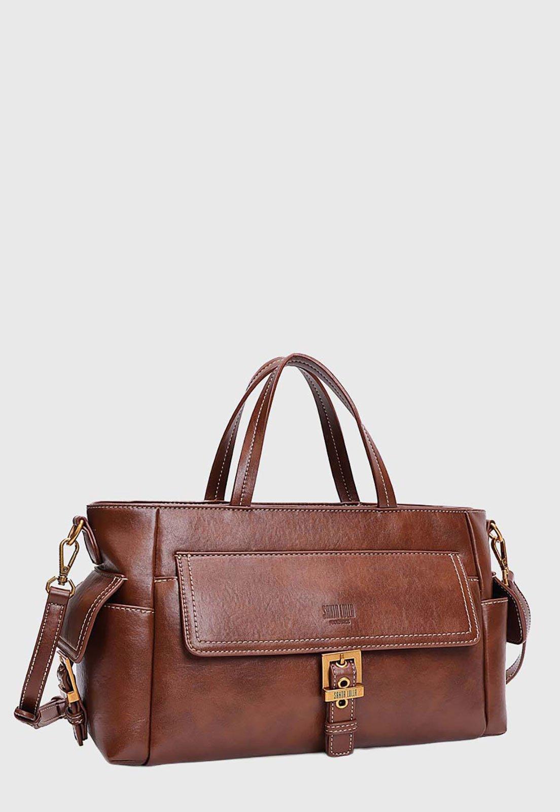Bolsa Feminina Santa Lolla Grande Retangular Marrom