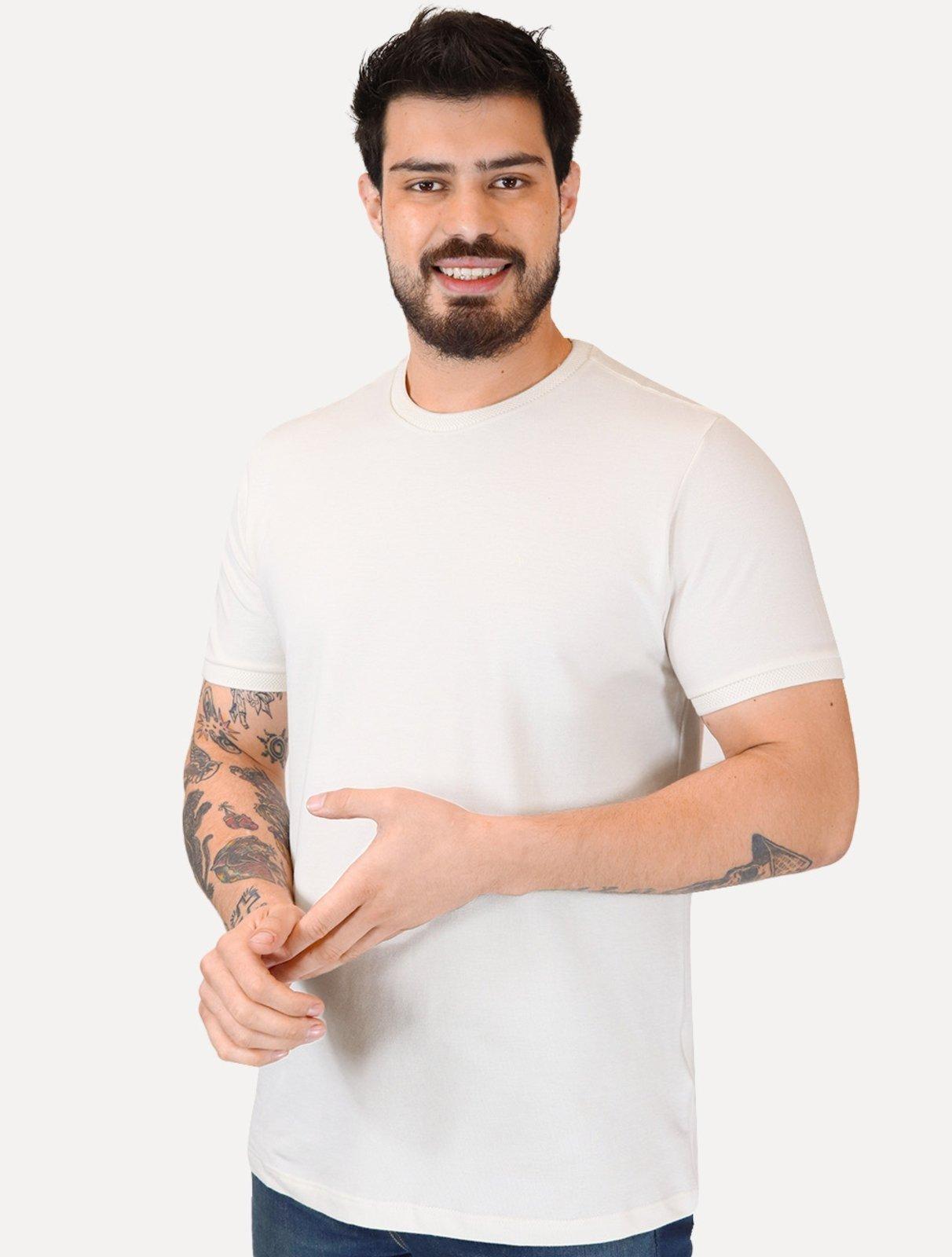Camiseta Aramis Masculina Piquet Gola Retilinea Textura Off White