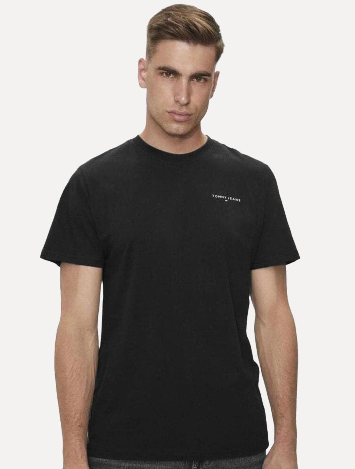 Camiseta Tommy Jeans Masculina Slim Linear Chest Preta