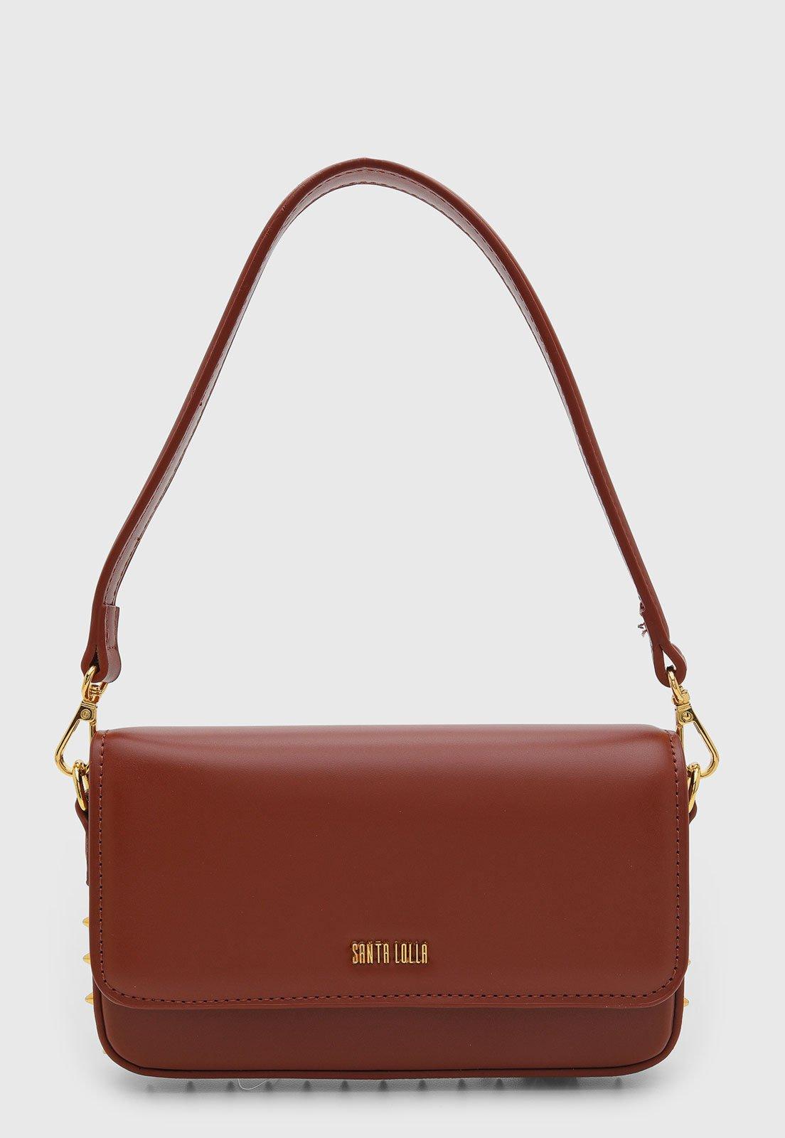 Bolsa Santa Lolla Retangular Spikes Marrom