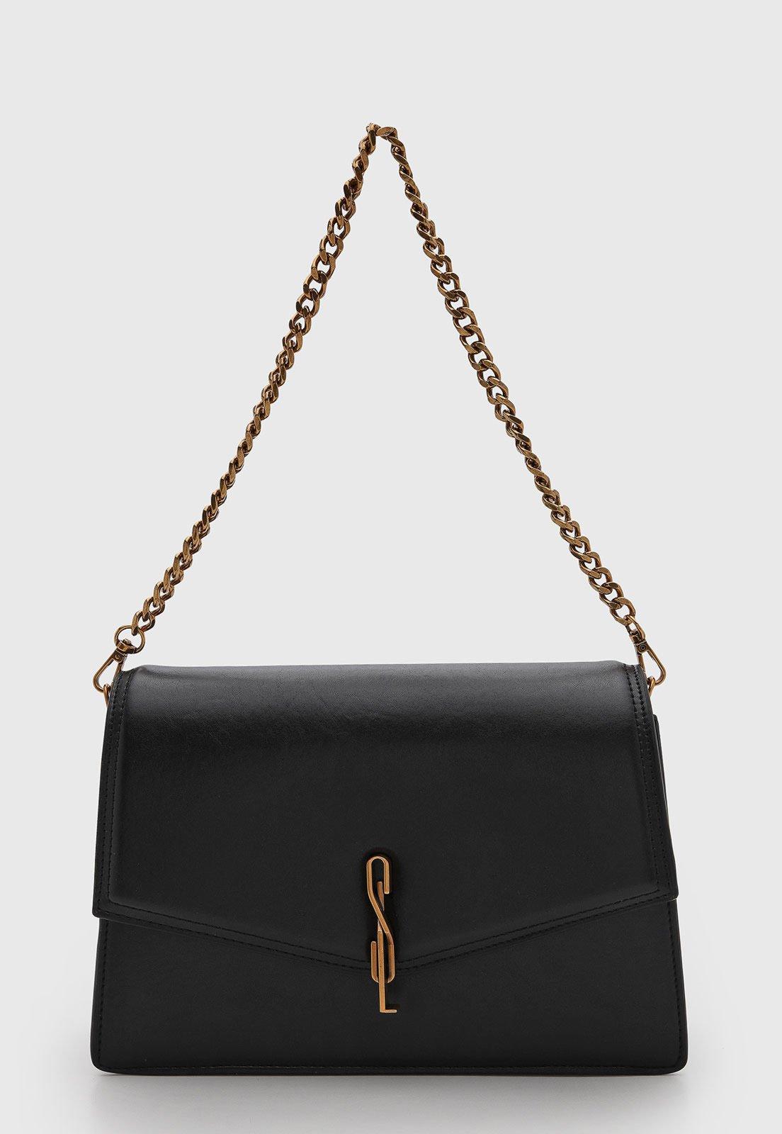 Bolsa Feminina Santa Lolla Alça Corrente Preta