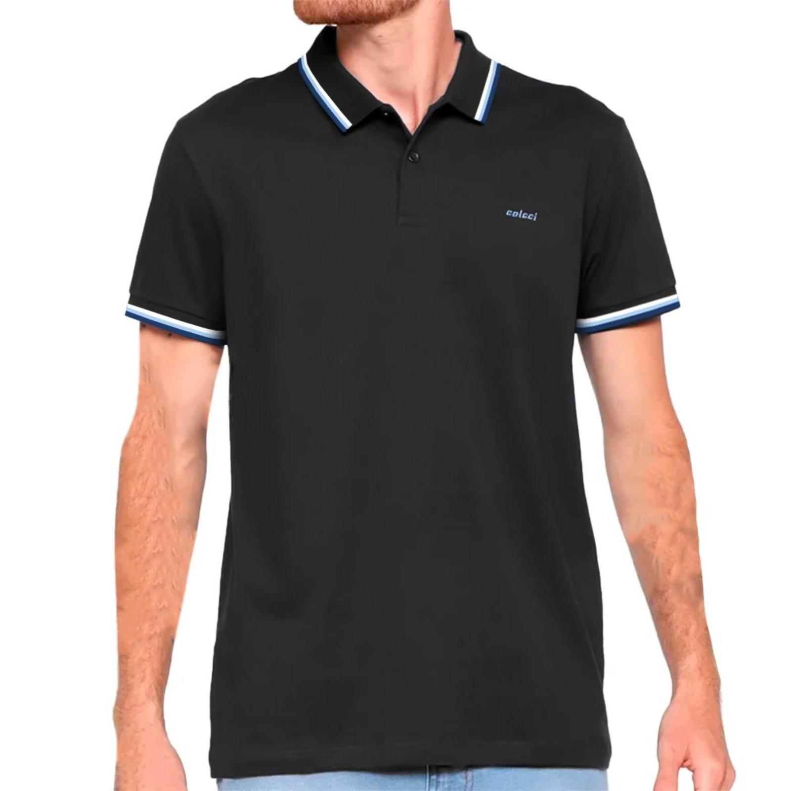 Camisa Polo Colcci 3 Lines Ou26 Preto Masculino