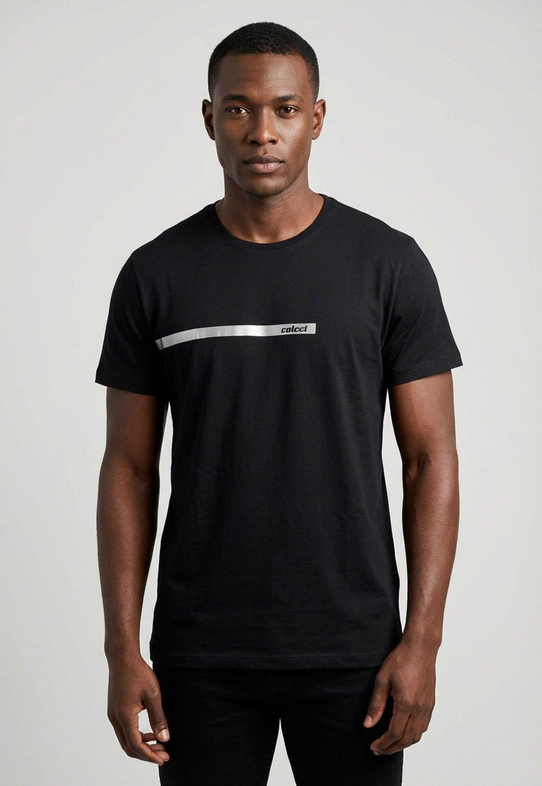 Camiseta Masculina Colcci Estampa Frontal Preta
