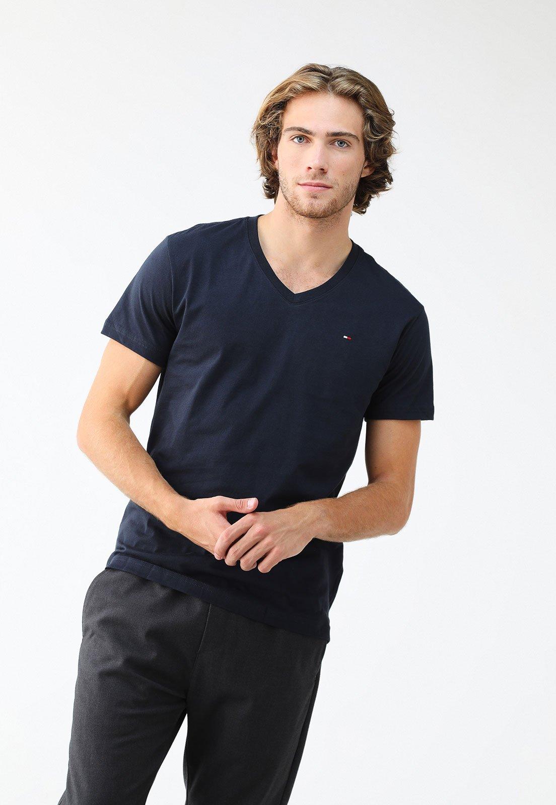 Camiseta Tommy Hilfiger Logo Azul Marinho