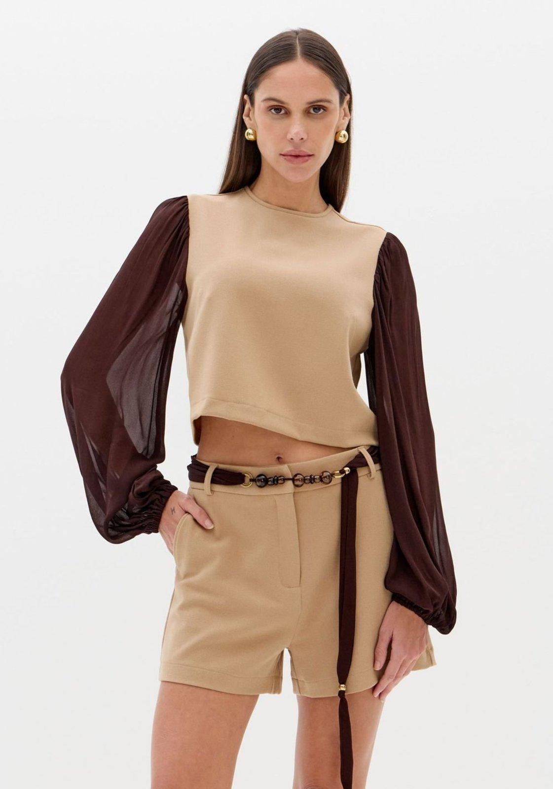 Blusa Com Manga Longa Chiffon Lança Perfume