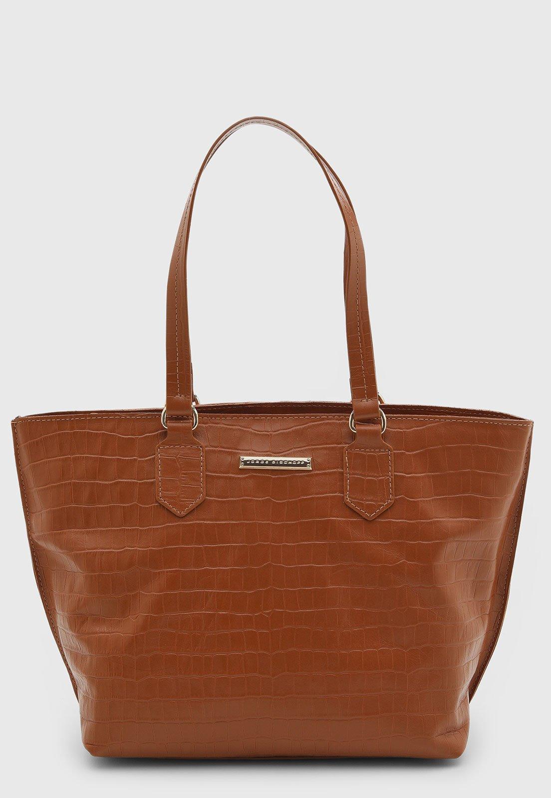 Bolsa Jorge Bischoff Couro Croco Marrom