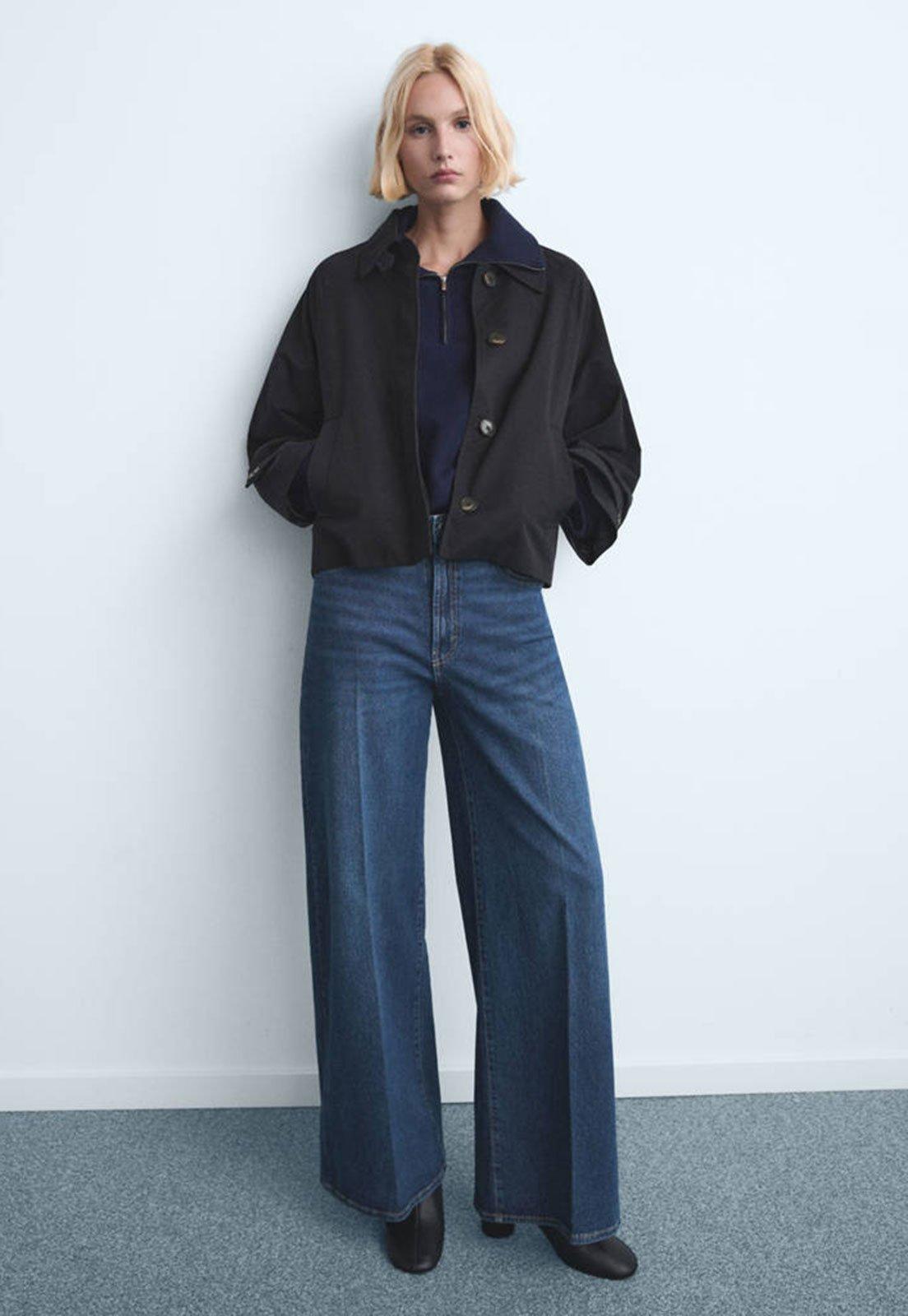 Calça Jeans Feminina Mango Wide Leg Elise Azul