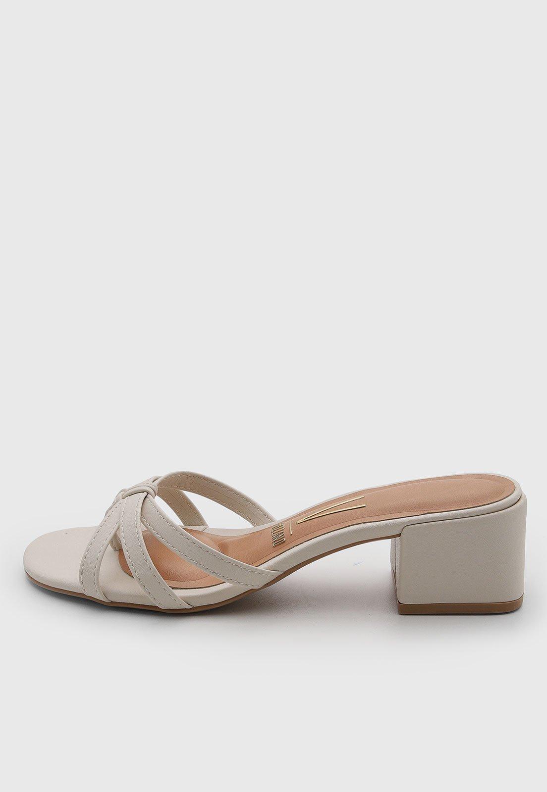 Sandália Feminina Vizzano Tiras Entrelaçadas Salto Baixo Off-White