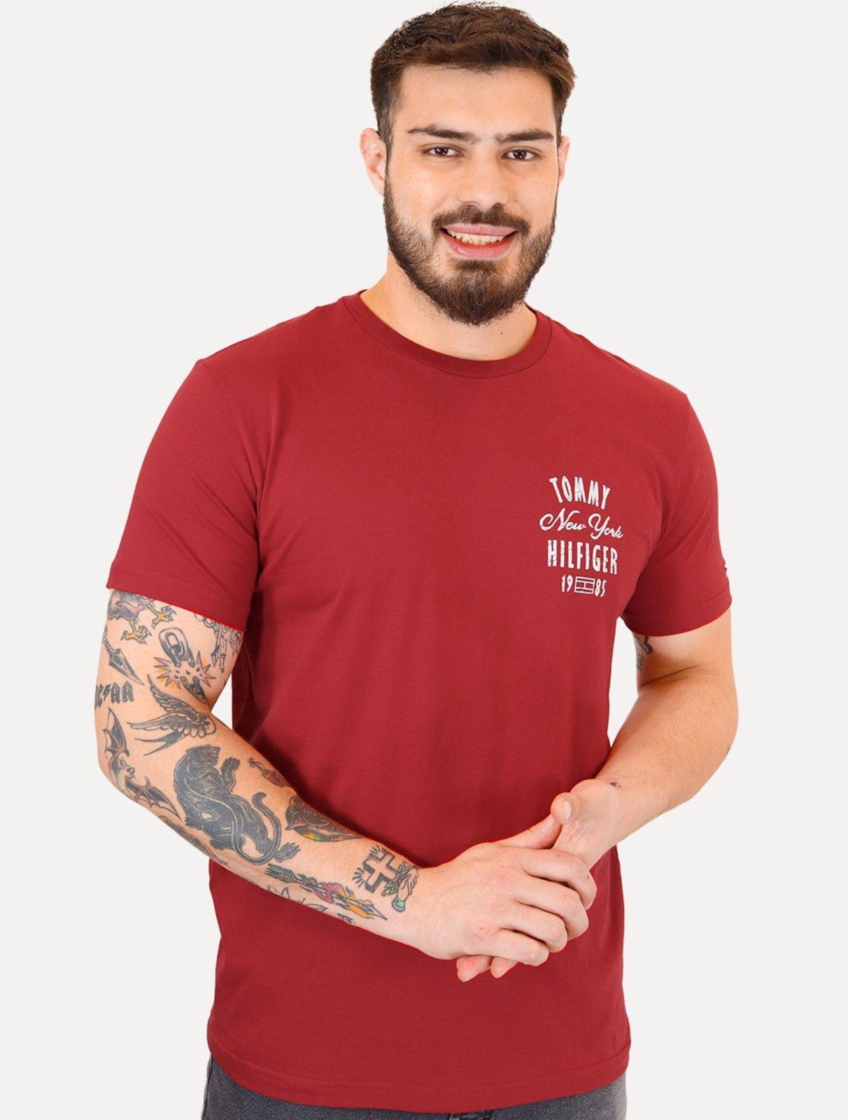 Camiseta Tommy Hilfiger Masculina Inverse Climate Tee Logo Vermelha