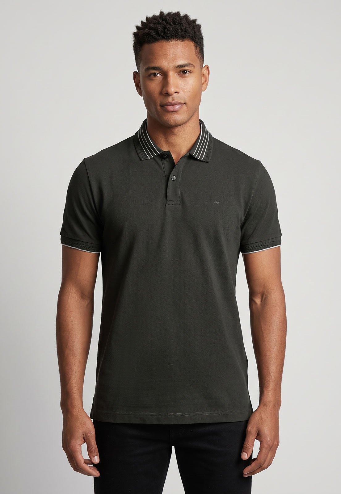 Polo Masculina Aramis Gola Listrada Verde