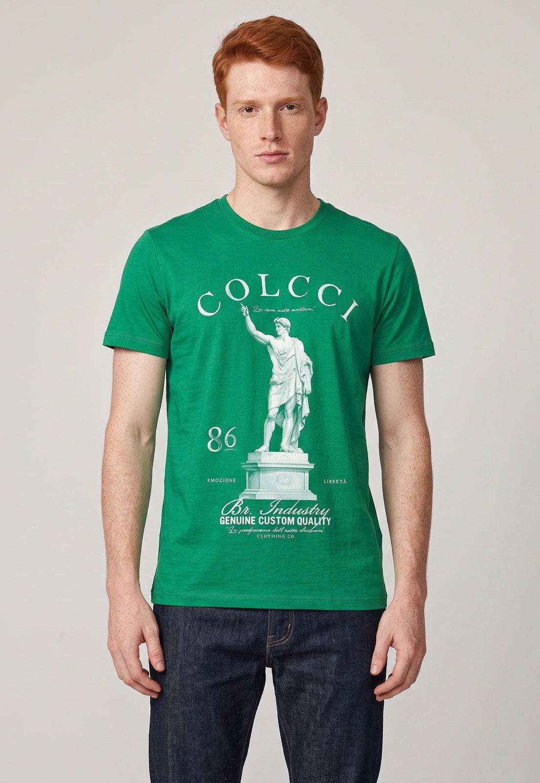 Camiseta Masculina Colcci Estampa Frontal Verde