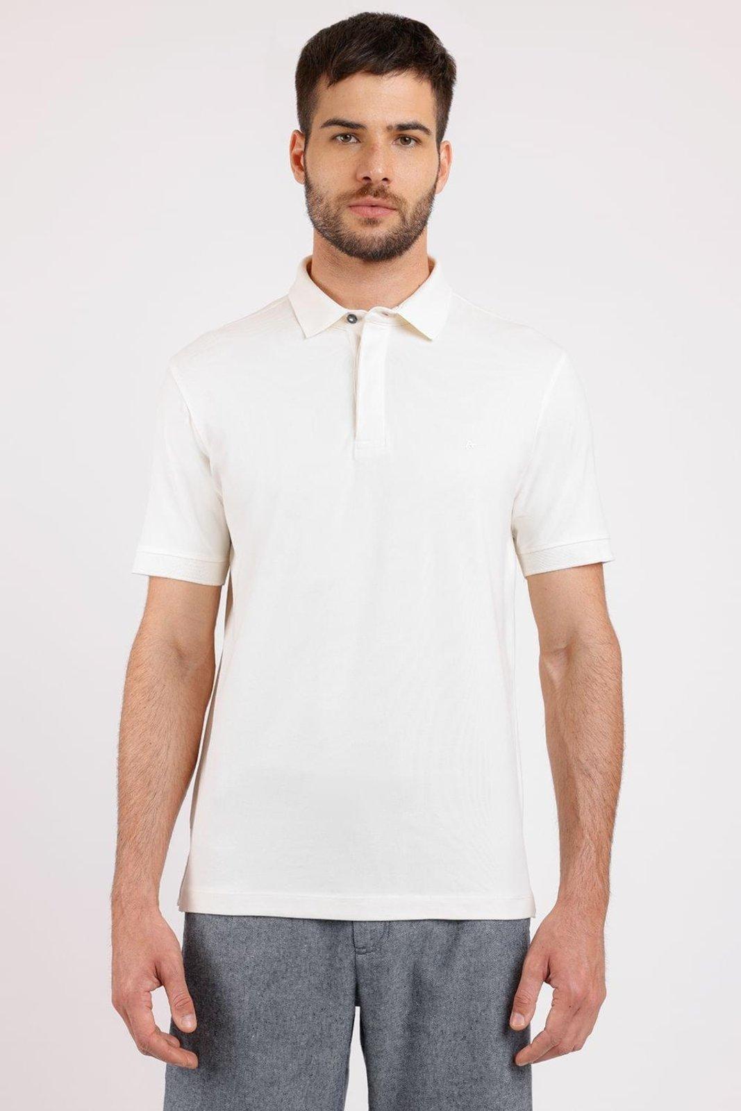 Polo Aramis Manga Curta Piquet Color Fix Off White