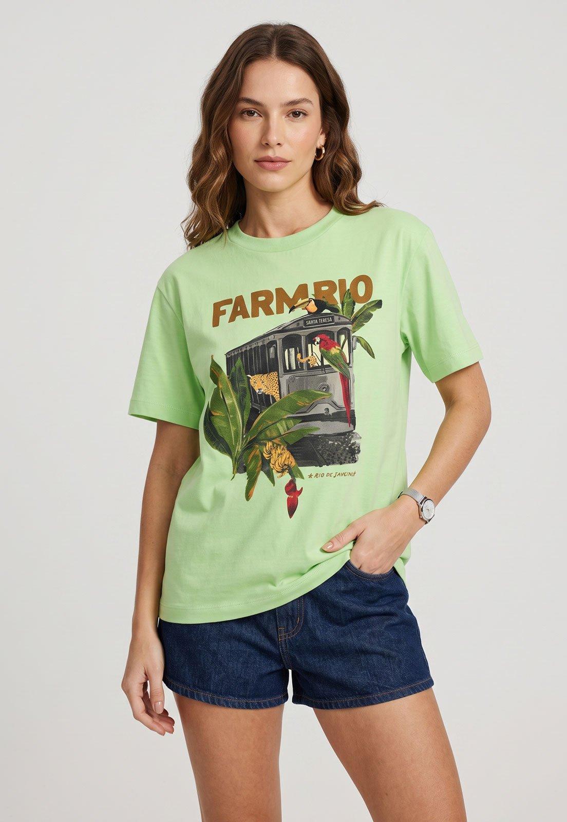 Camiseta Feminina FARM Estampa Fauna Verde