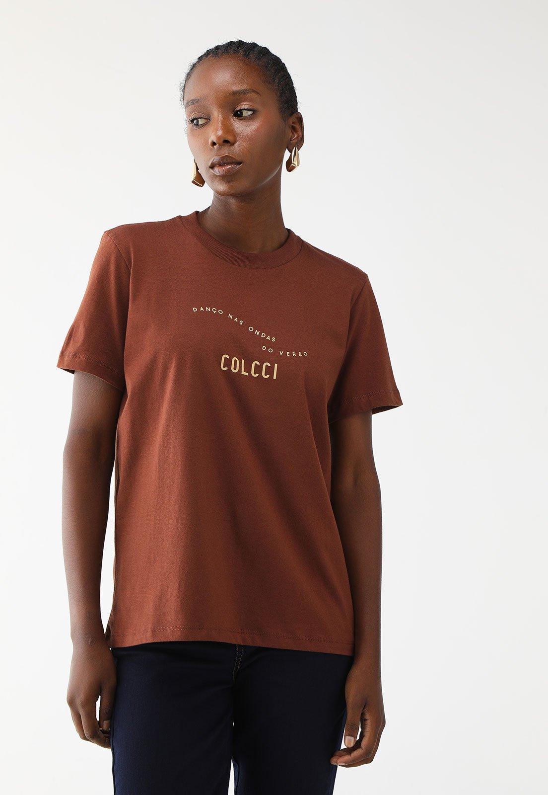 Camiseta Colcci Reta Logo Marrom