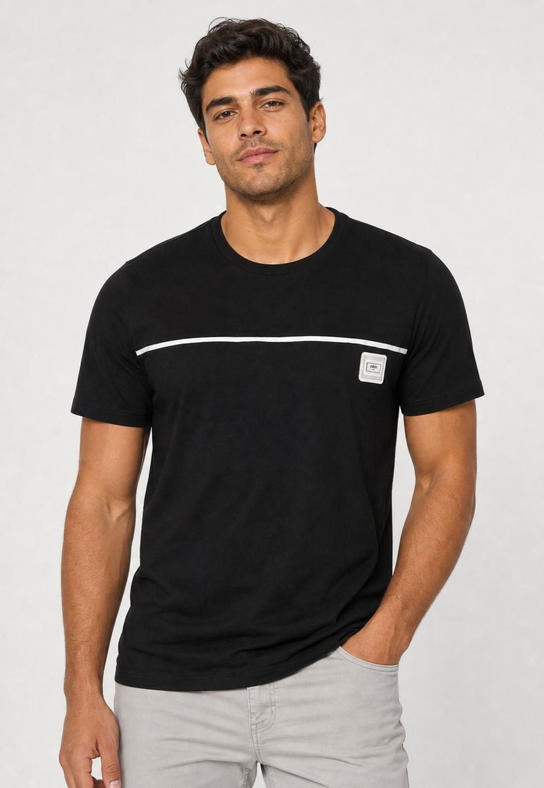 Camiseta Masculina Colcci Faixa Preta