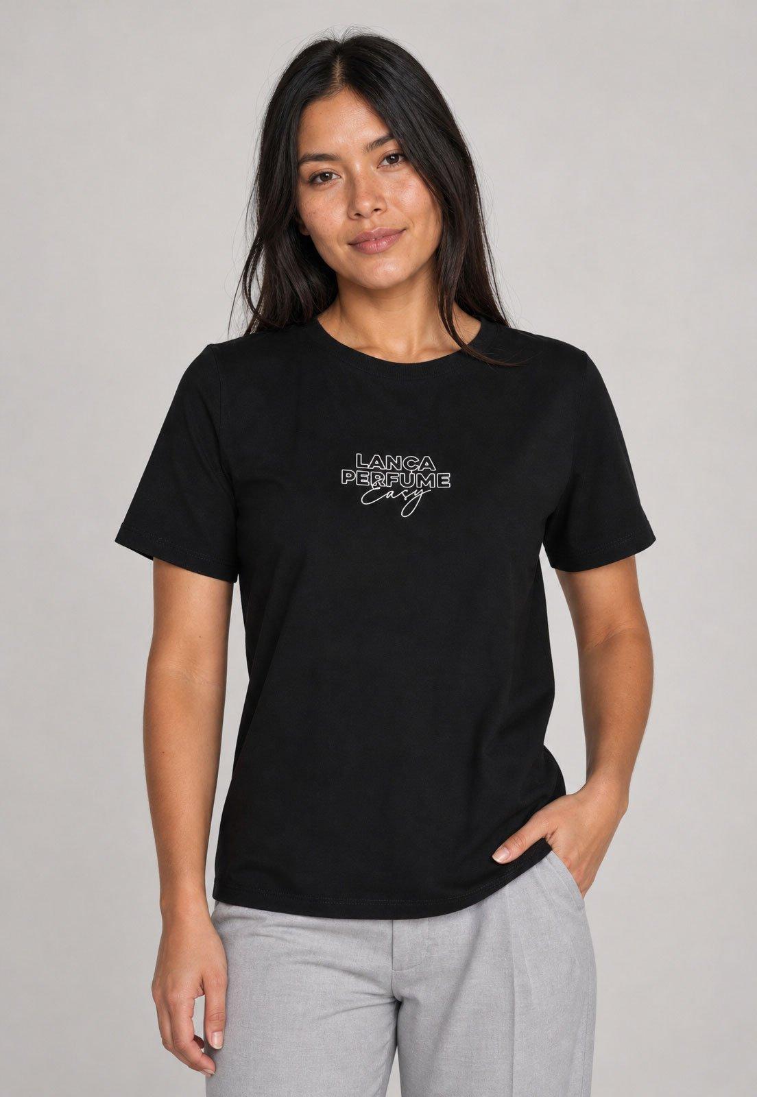 Camiseta Feminina Lança Perfume Logo Preta