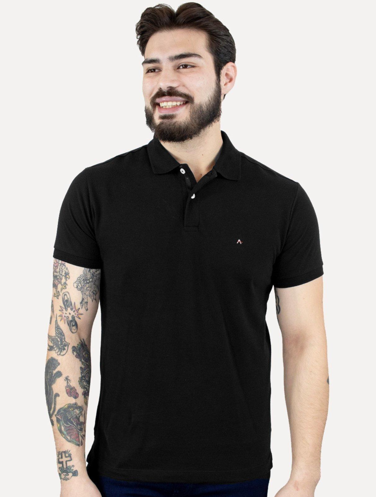 Polo Aramis Masculina Piquet Inner Detail Dark Preta
