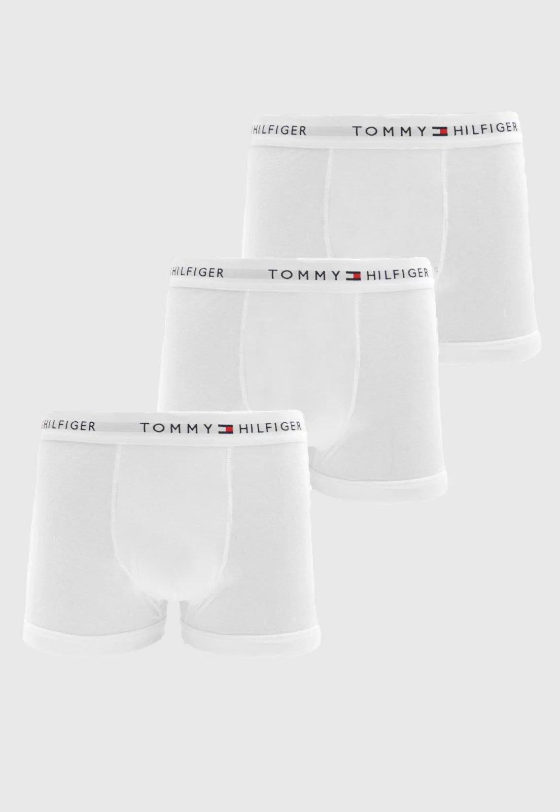 Kit 3pçs Cueca Tommy Hilfiger Boxer Logo Branca
