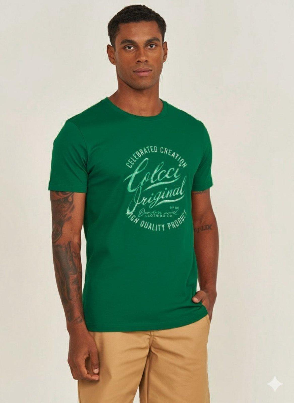 Camiseta Slim Com Estampa Frontal Colcci Verde Jibóia