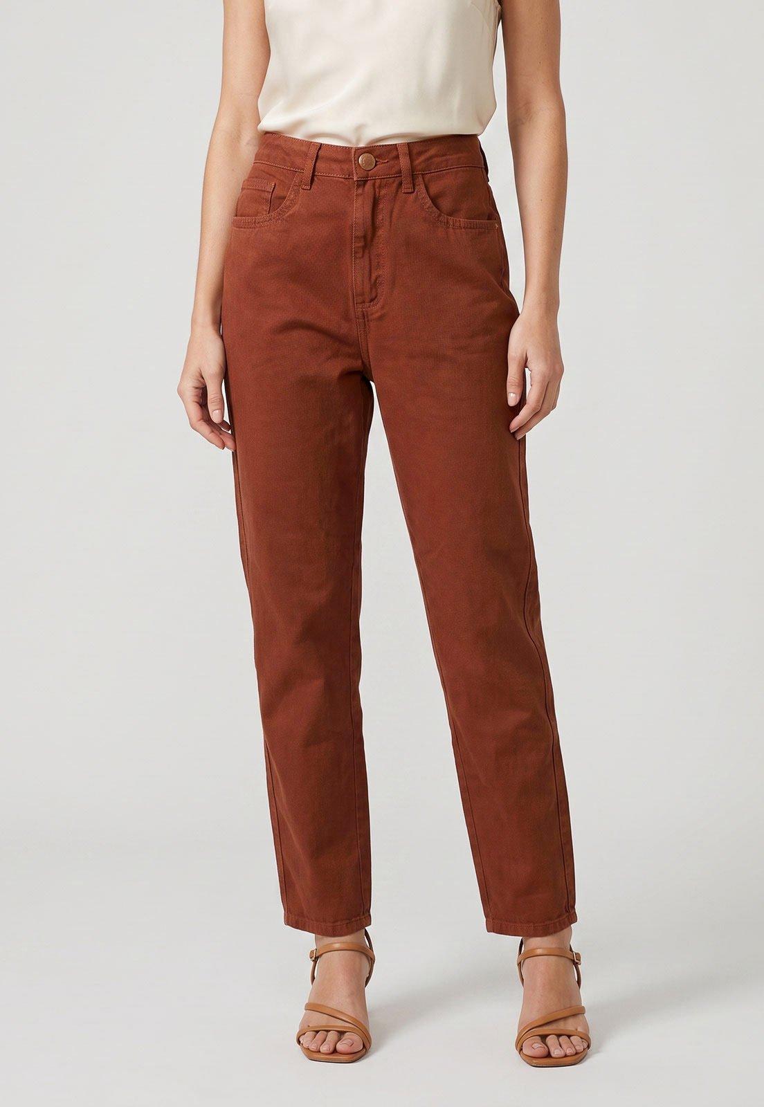 Calça Feminina Lança Perfume Sarja Mom Marrom
