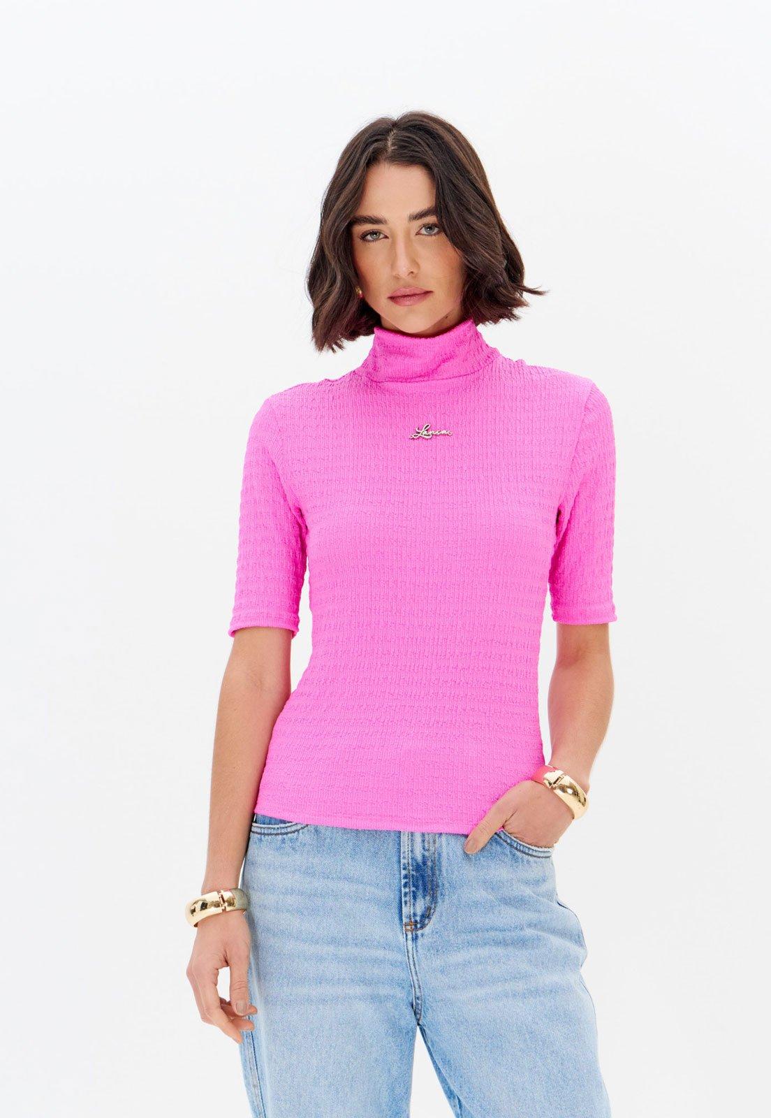Blusa Feminina Lança Perfume Gola Alta Rosa