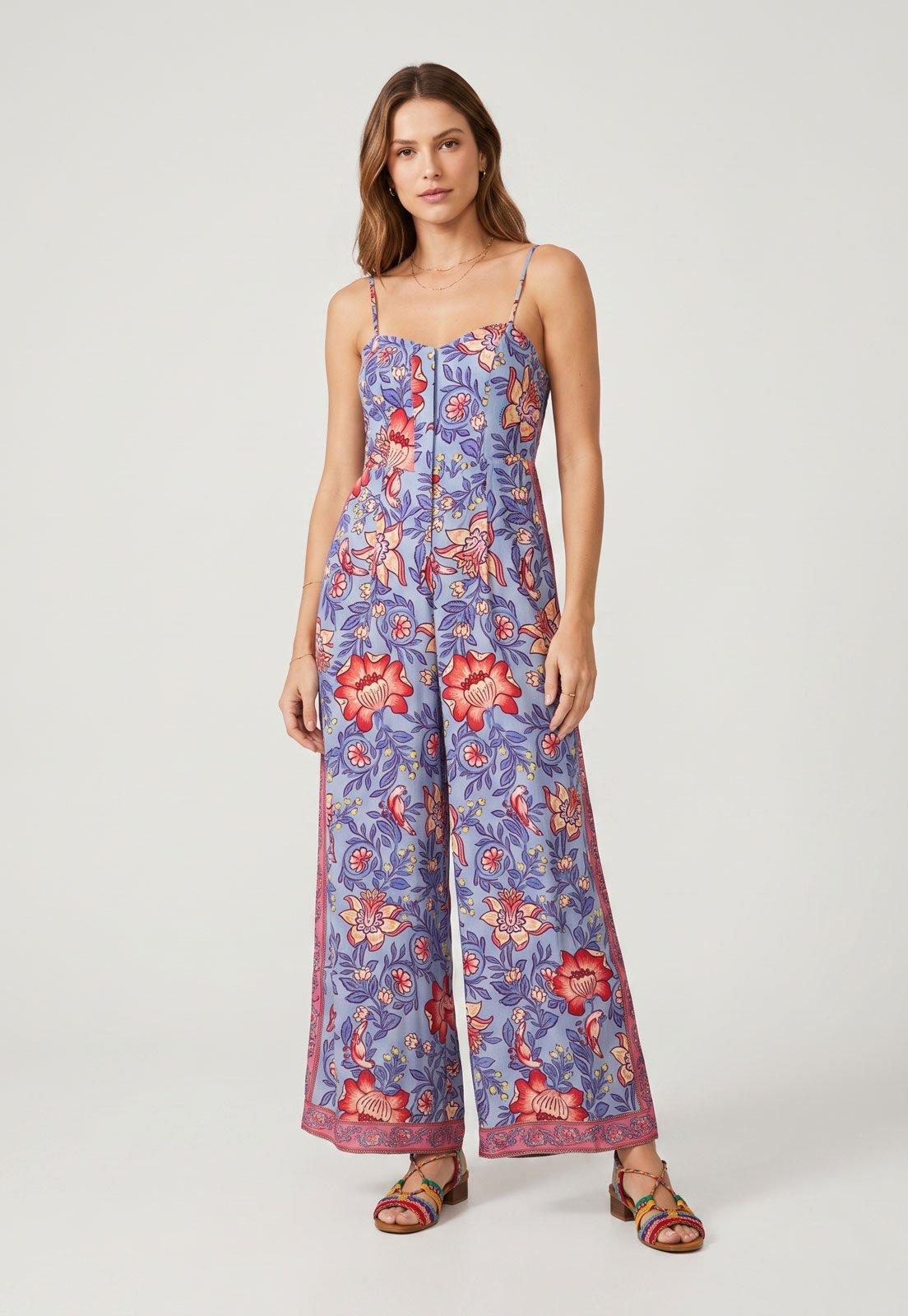 Macacão Feminino FARM Estampa Floral Azul