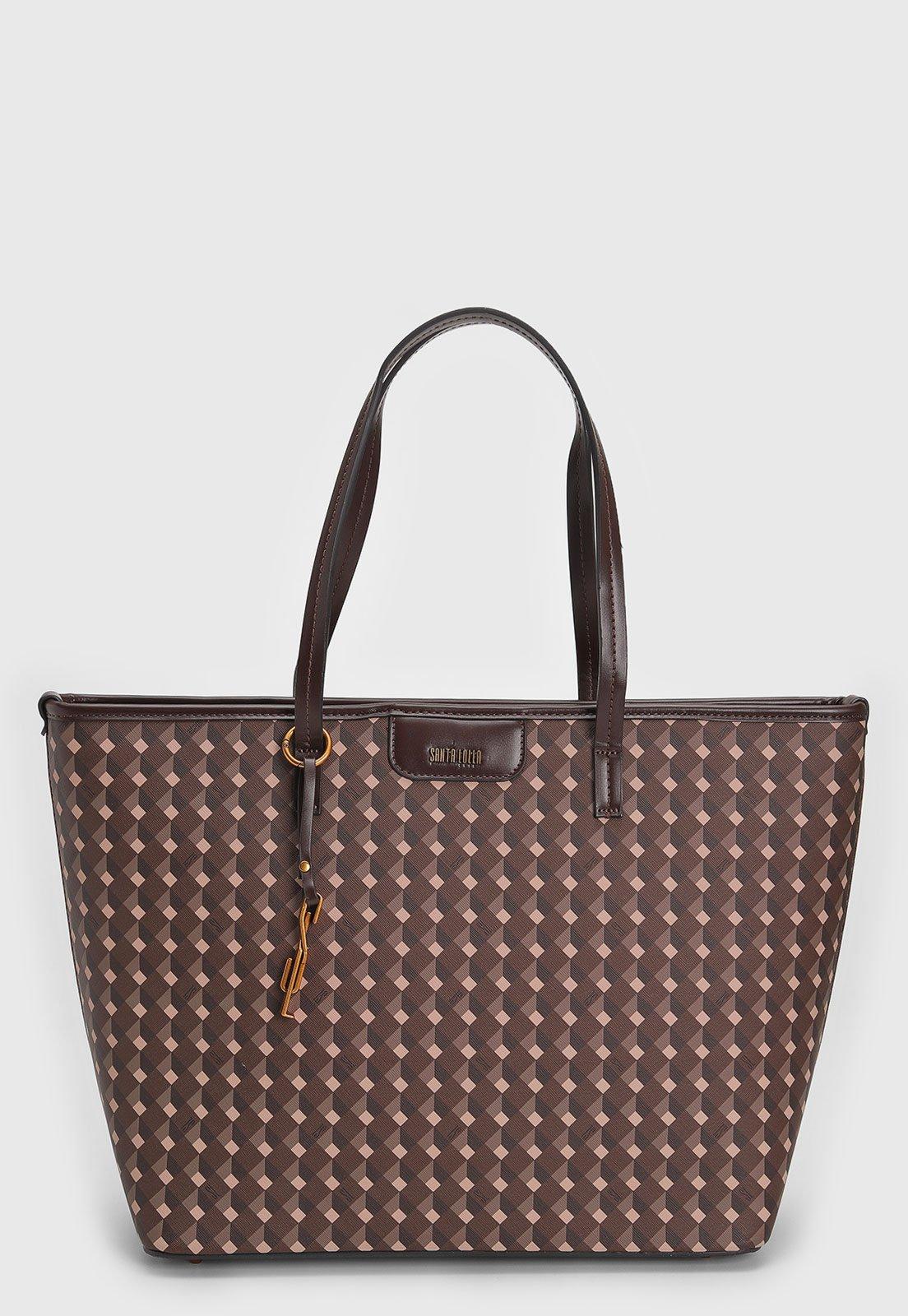 Bolsa Tiracolo Santa Lolla Monograma Tote Marrom