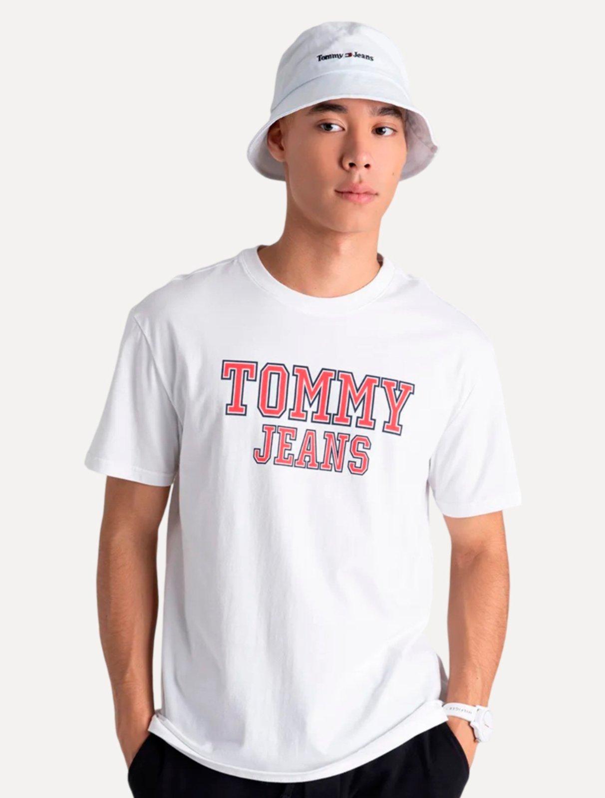 Camiseta Tommy Jeans Masculina Regular College Print Branca