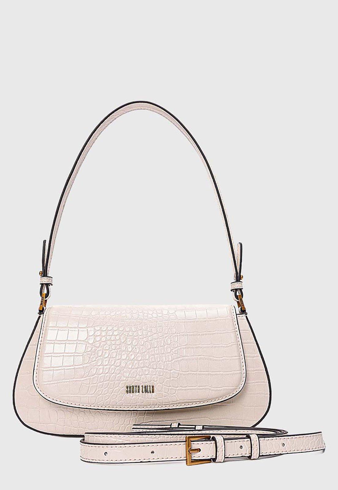 Bolsa Feminina Santa Lolla Estruturada Croco Branca