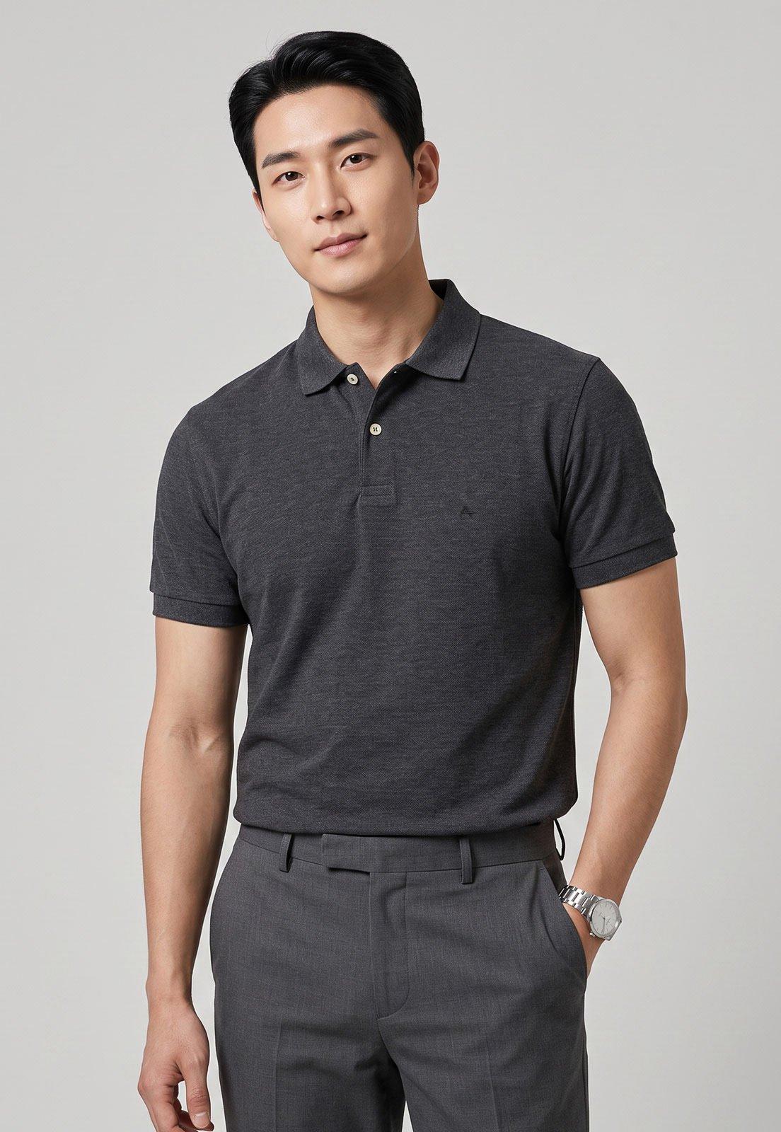 Polo Masculina Aramis Clássica Cinza Escuro