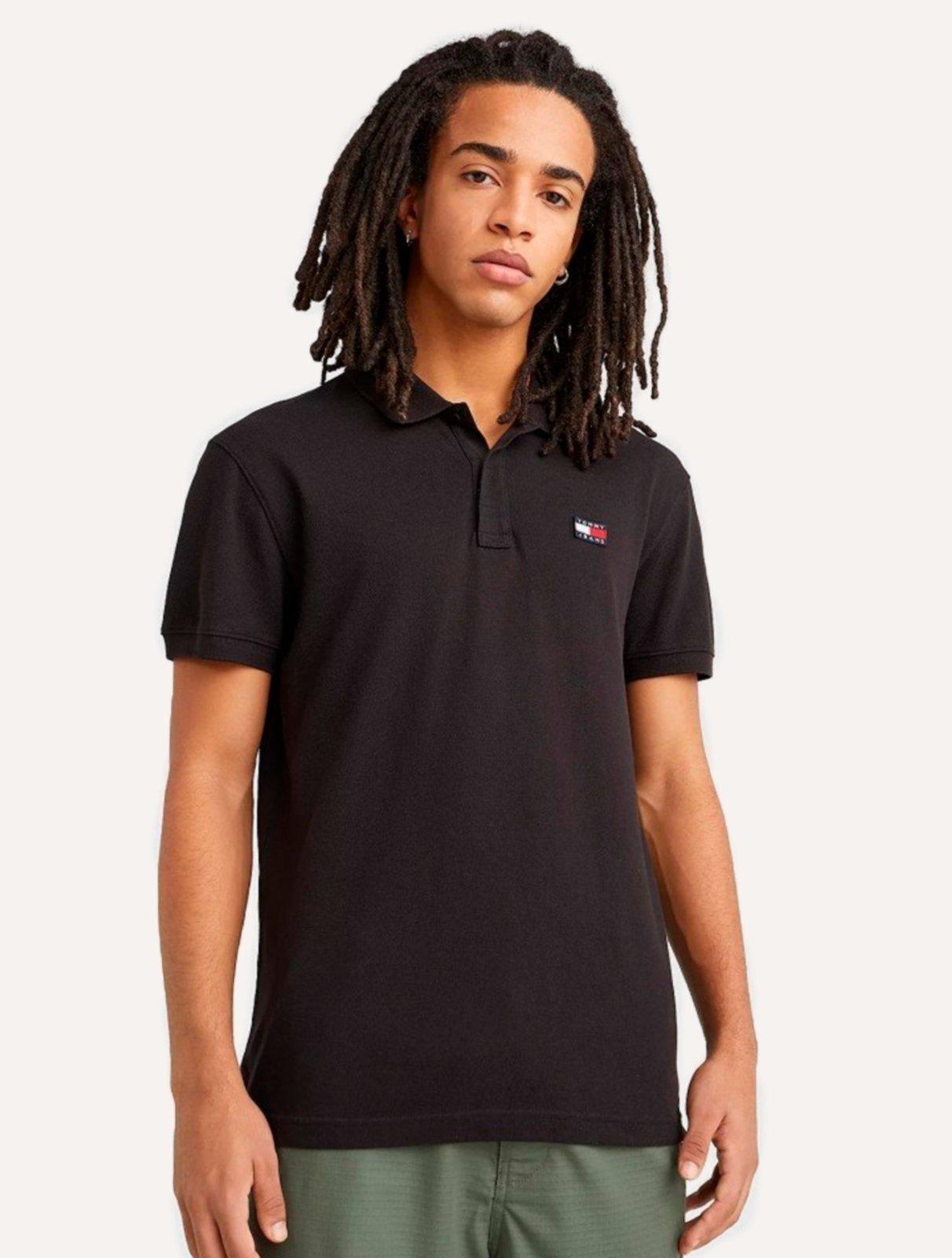 Polo Tommy Jeans Masculina Regular Classic Badge Preta