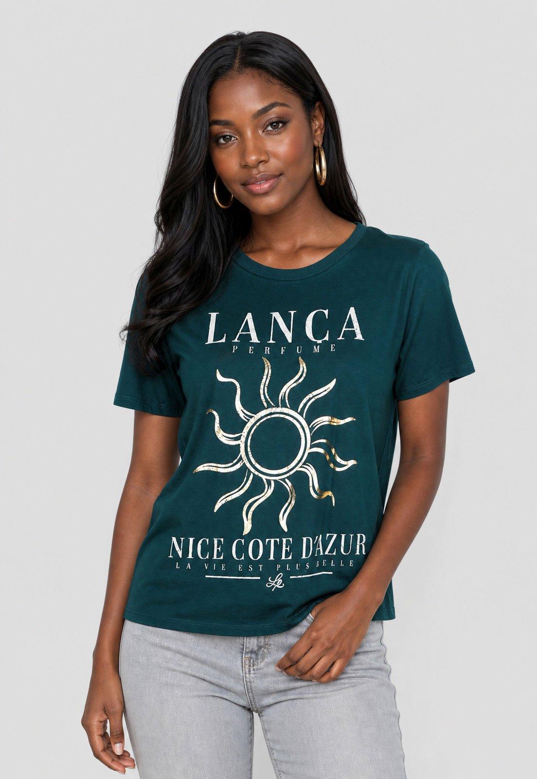 Camiseta Feminina Lança Perfume Estampada Verde