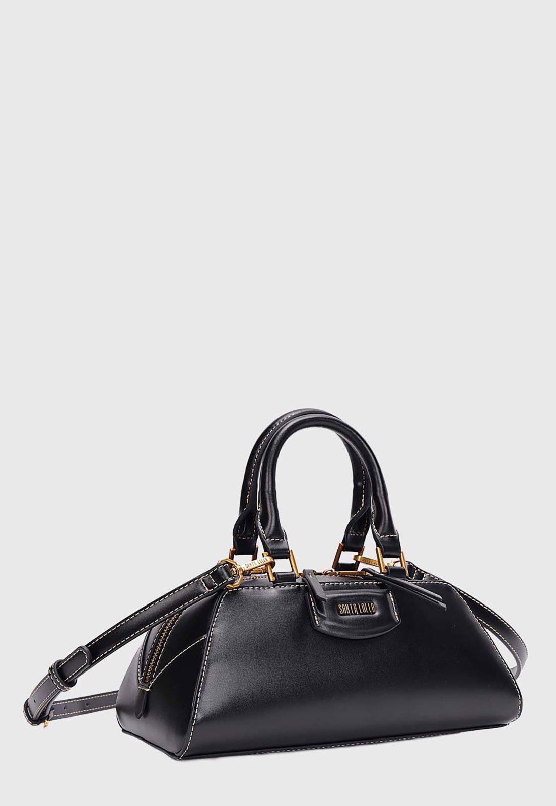 Bolsa Feminina Santa Lolla Estruturada Detalhes Metal Preta