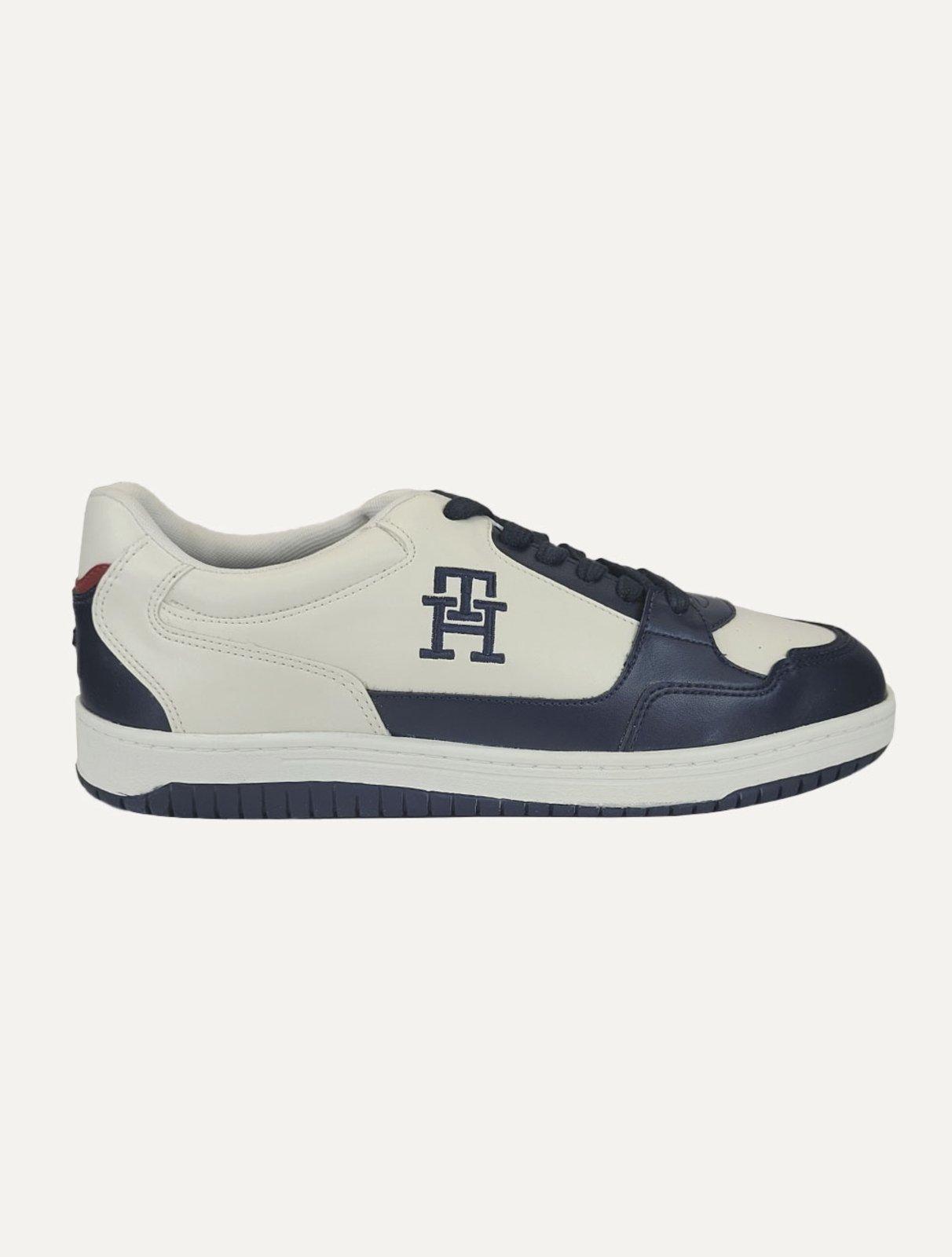 Tênis Tommy Hilfiger Masculino Couro Basket 2C Mix Suede Azul Marinho