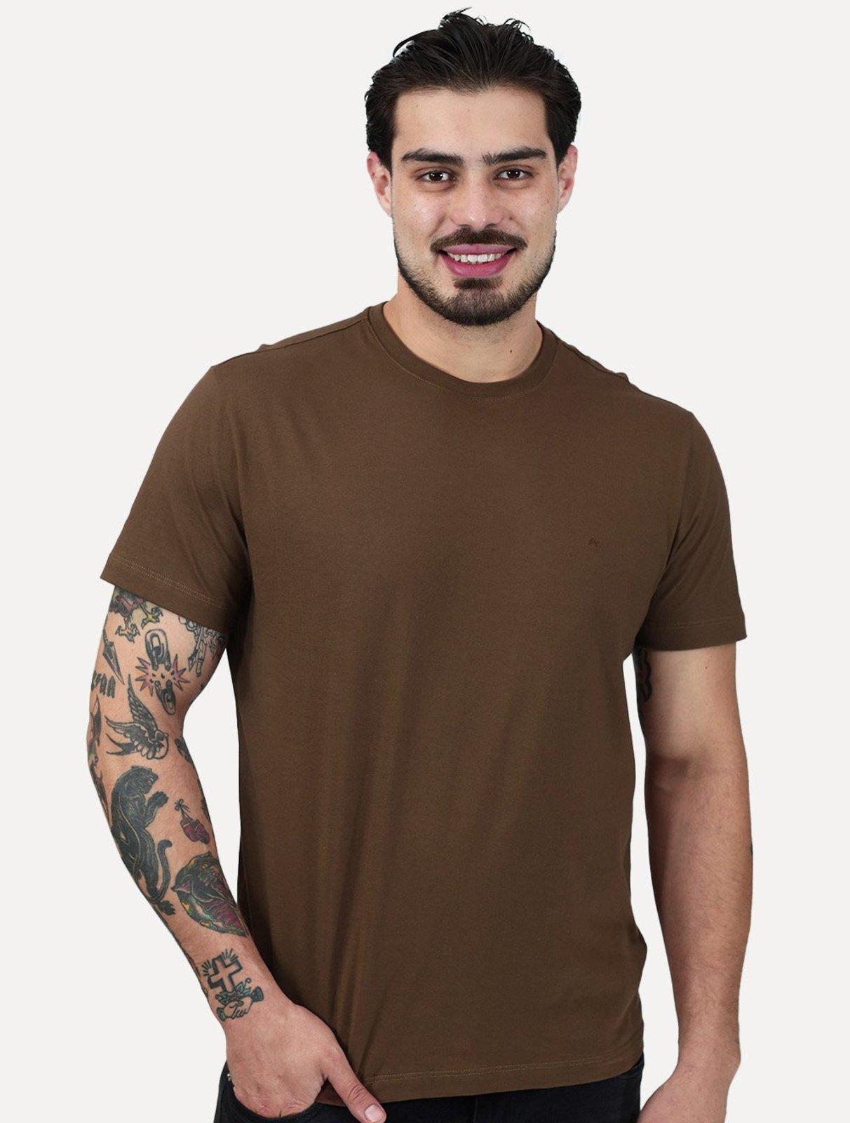 Camiseta Aramis Masculina Basic Lisa Mono Icon Chocolate