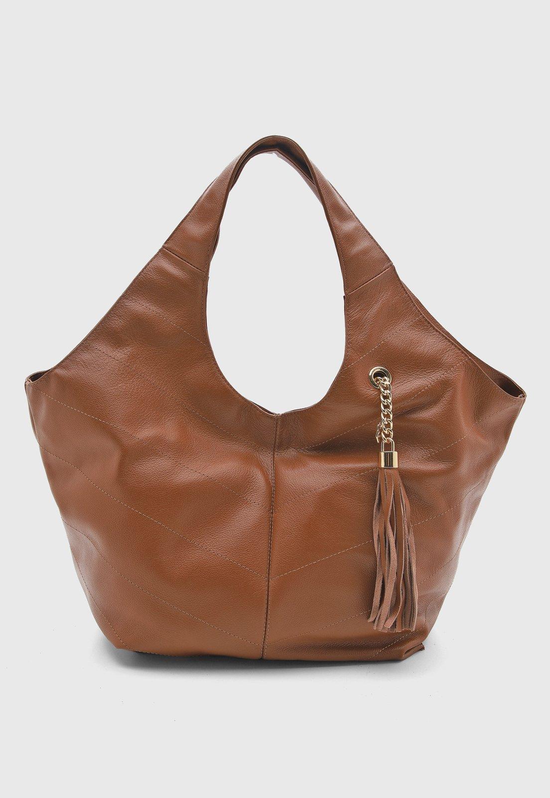 Bolsa Feminina Arezzo Grande Couro Marrom