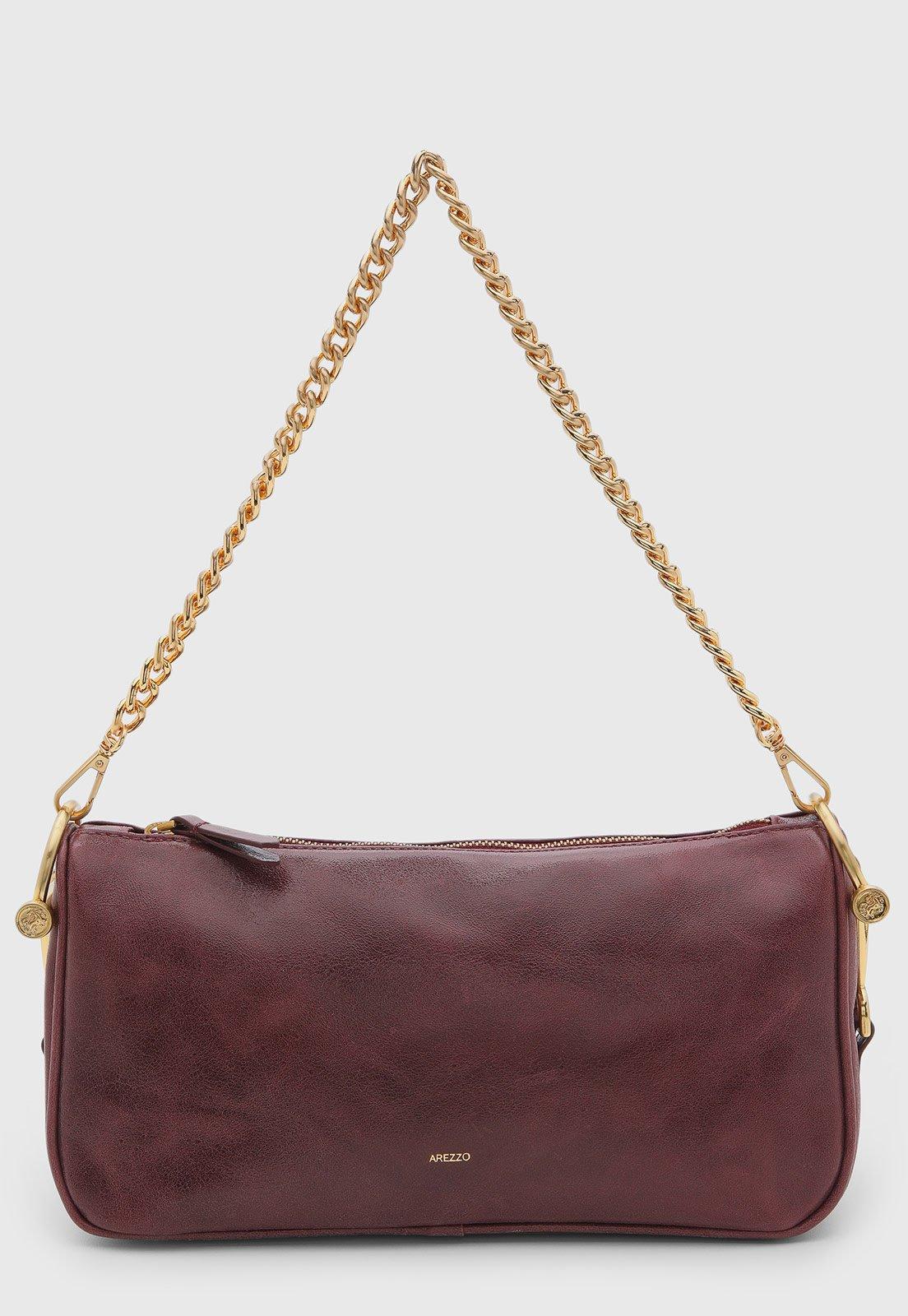 Bolsa Arezzo Couro Corrente Vinho