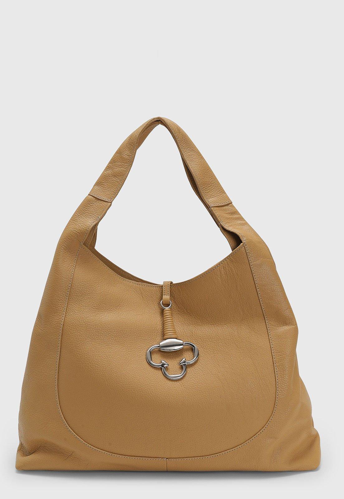 Bolsa Feminina Capodarte Grande Detalhe Metálico Caramelo