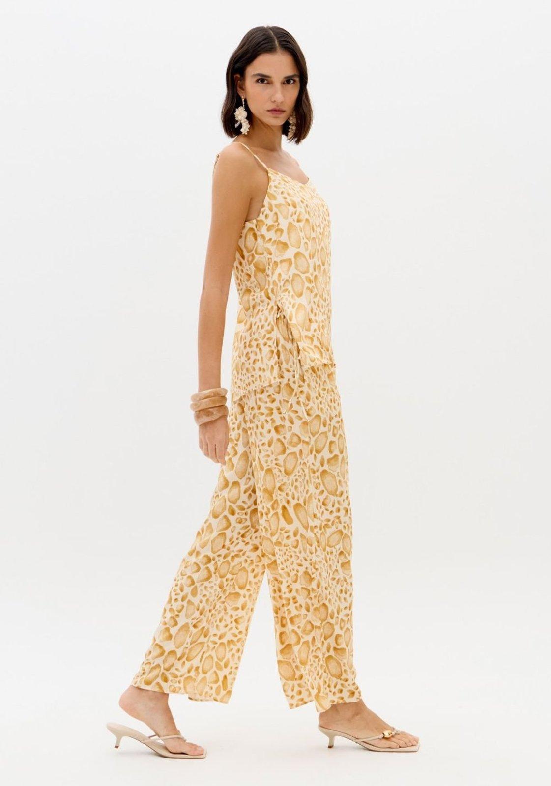 Calça Wide Leg Amarração Cós Lança Perfume