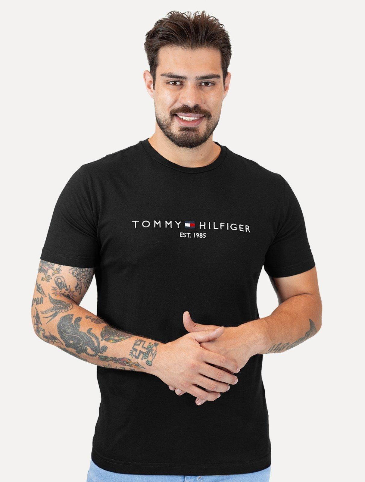 Camiseta Tommy Hilfiger Masculina Core Logo Tee Preta