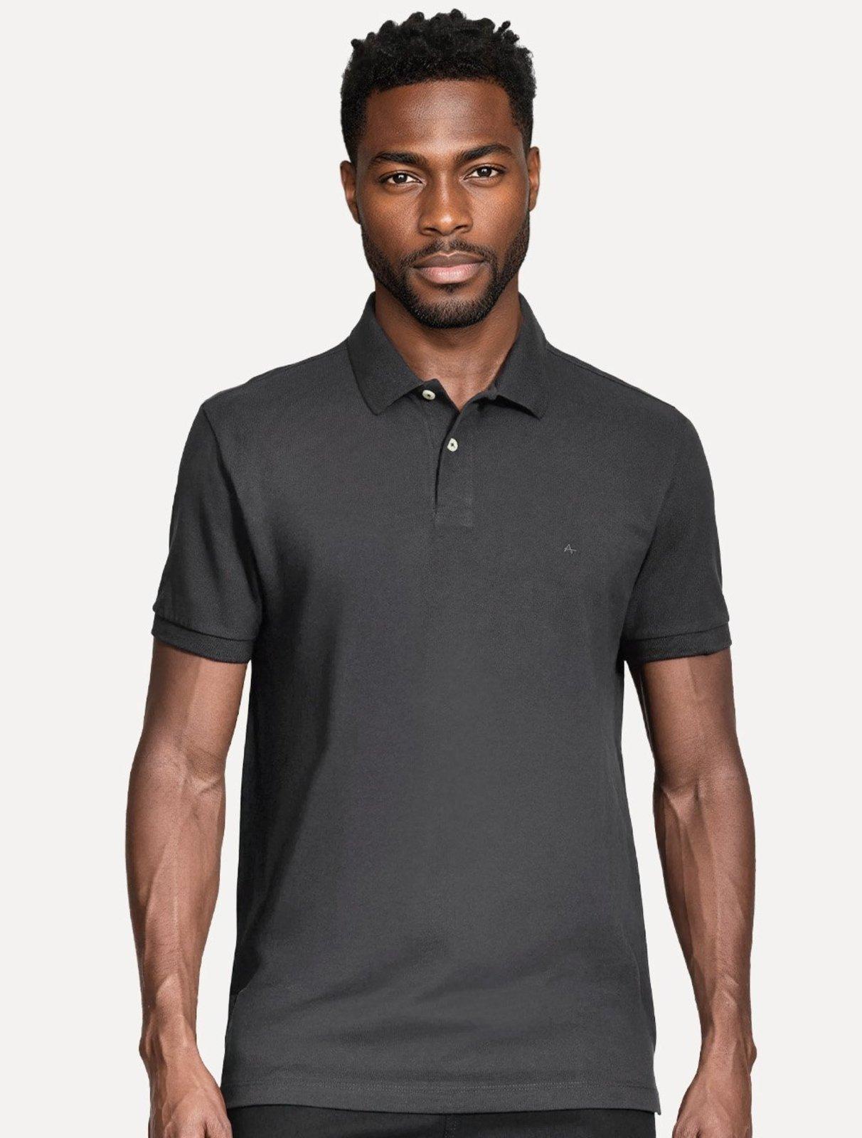 Polo Aramis Masculina Basic Piquet Mono Cinza Escuro