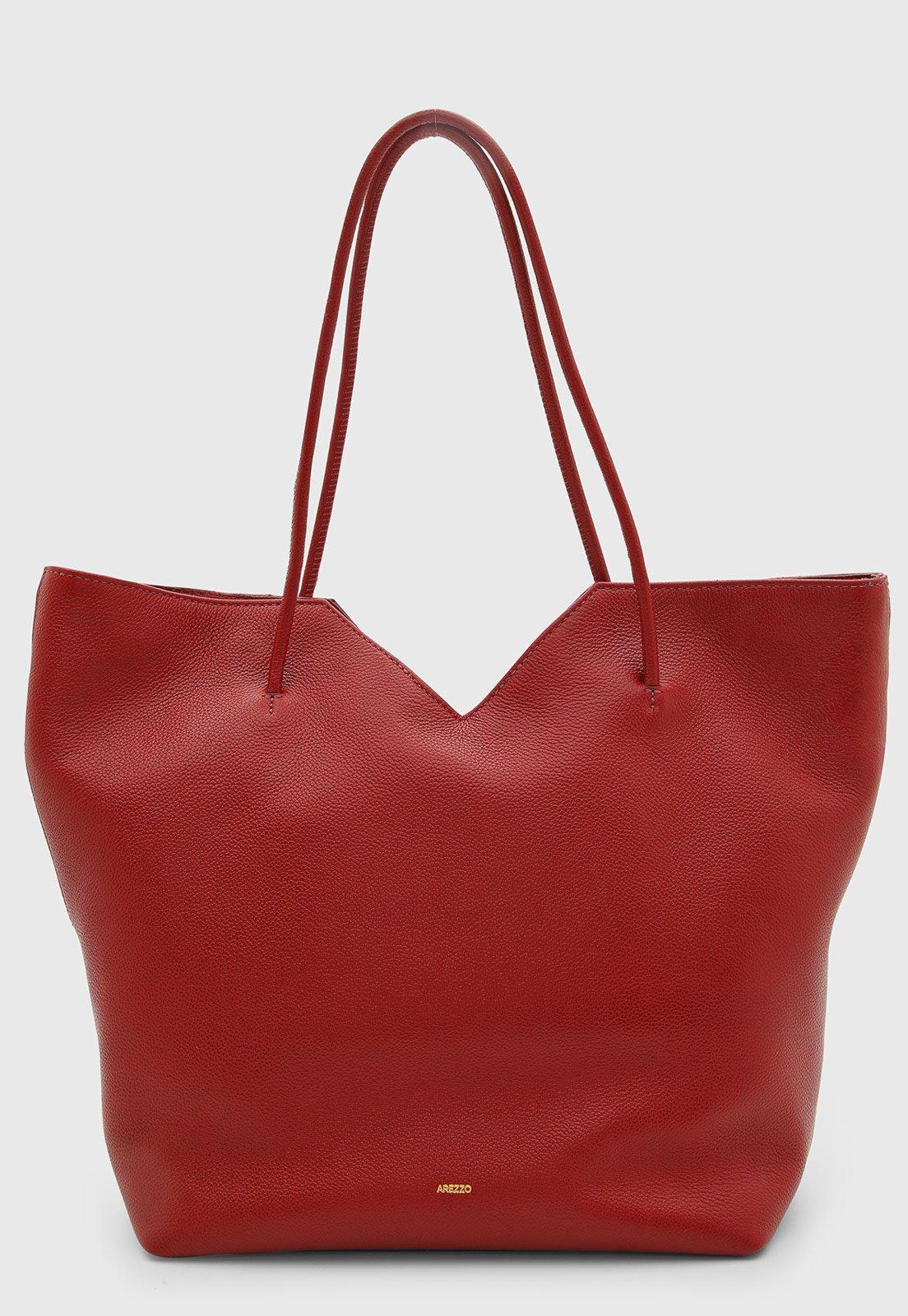 Bolsa Grande Feminina Arezzo Couro Vermelha