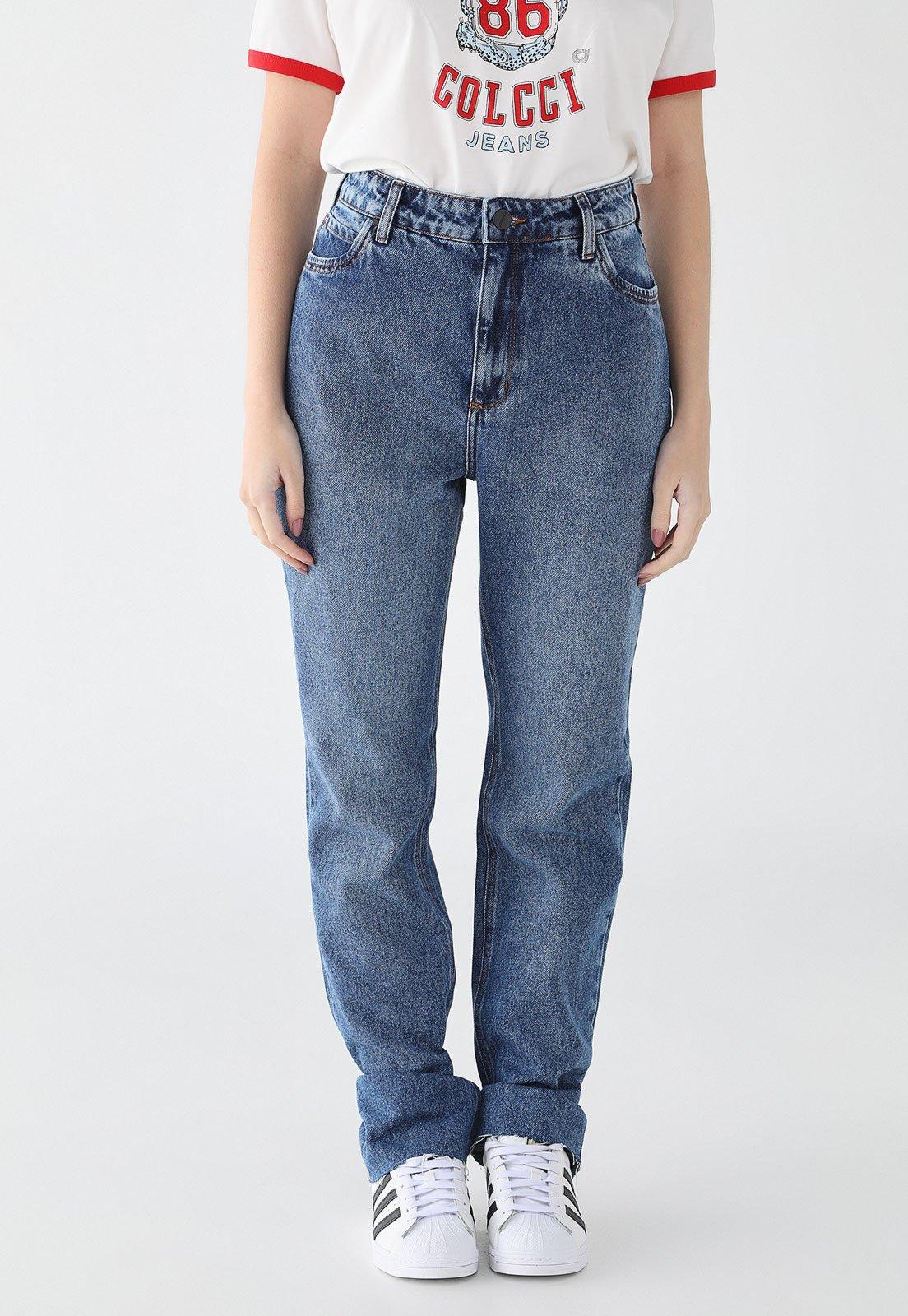 Calça Jeans Feminina Colcci Mom Cintura Alta Azul Médio