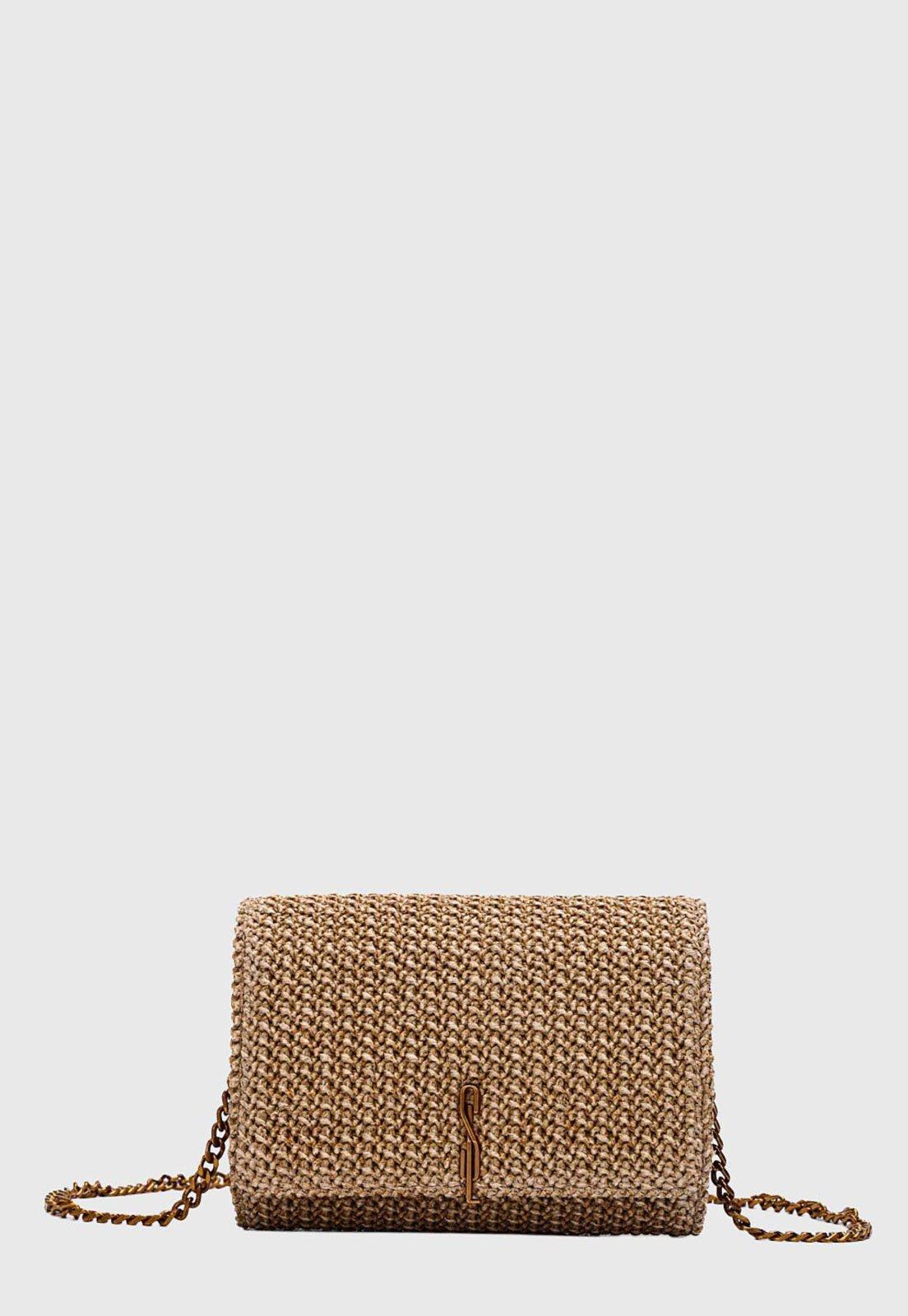 Bolsa Feminina Santa Lolla Trançada Corrente Bege