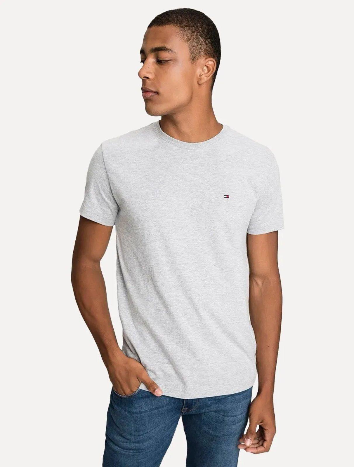 Camiseta Tommy Hilfiger Masculina Essential Cotton Icon Cinza Mescla