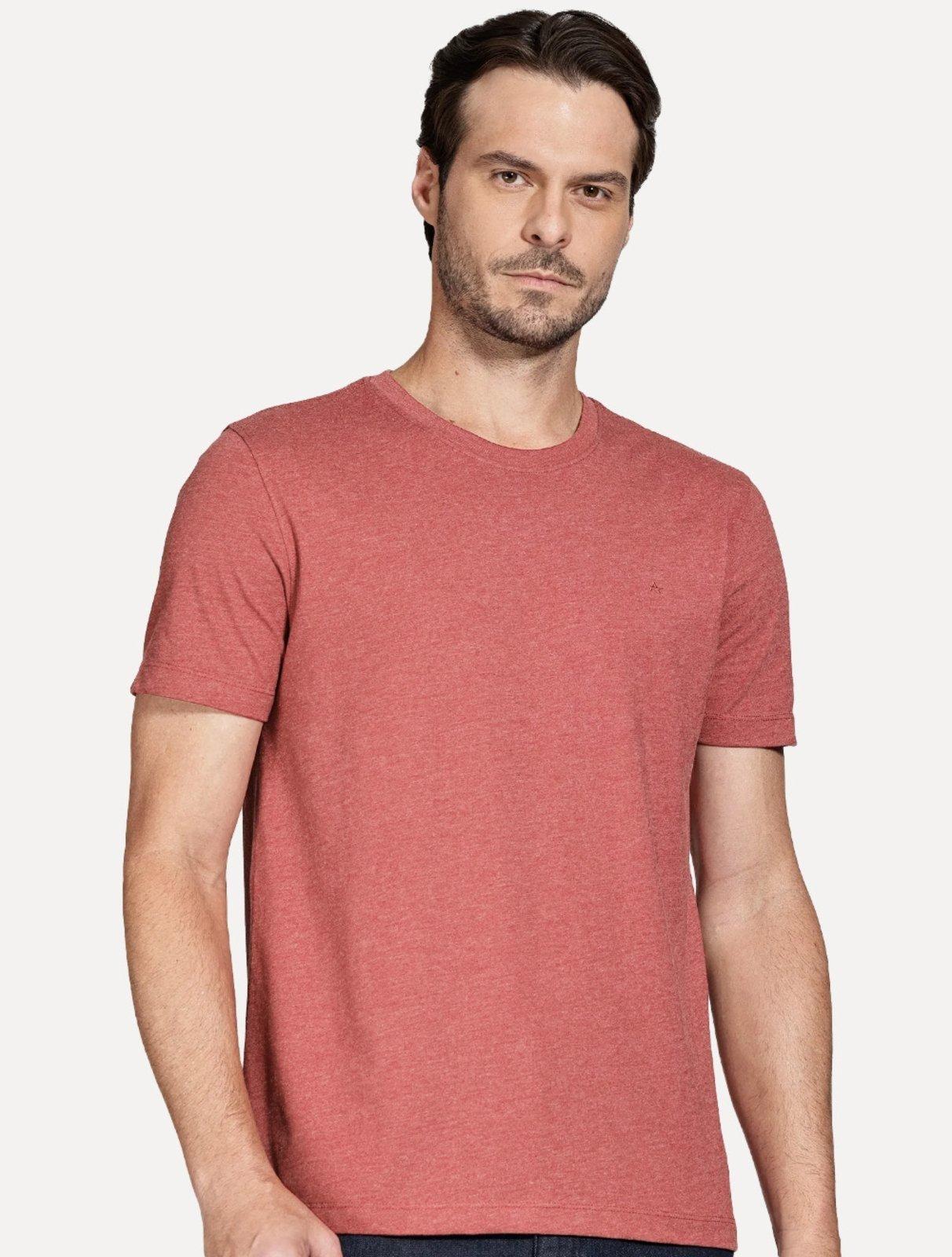Camiseta Aramis Masculina Basic Lisa Mono Logo Vermelha Mescla