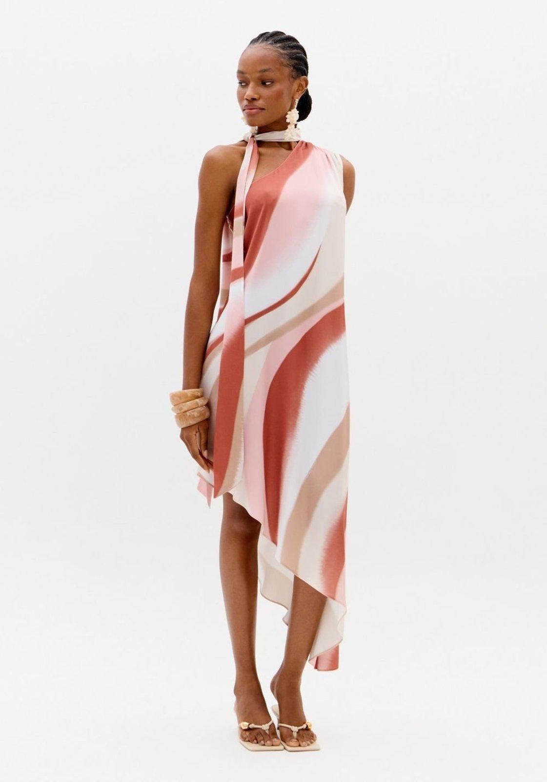 Vestido Ombro Único Com Faixa Lança Perfume