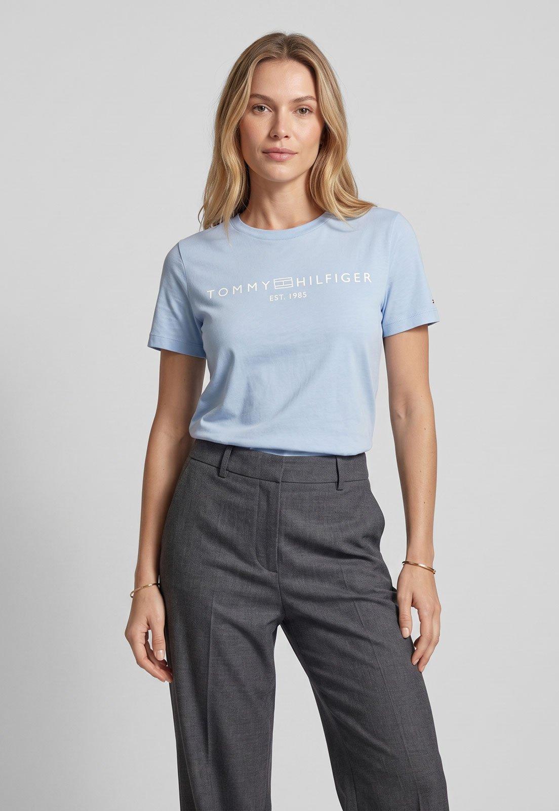 Camiseta Masculina Tommy Hilfiger Logo Azul Claro